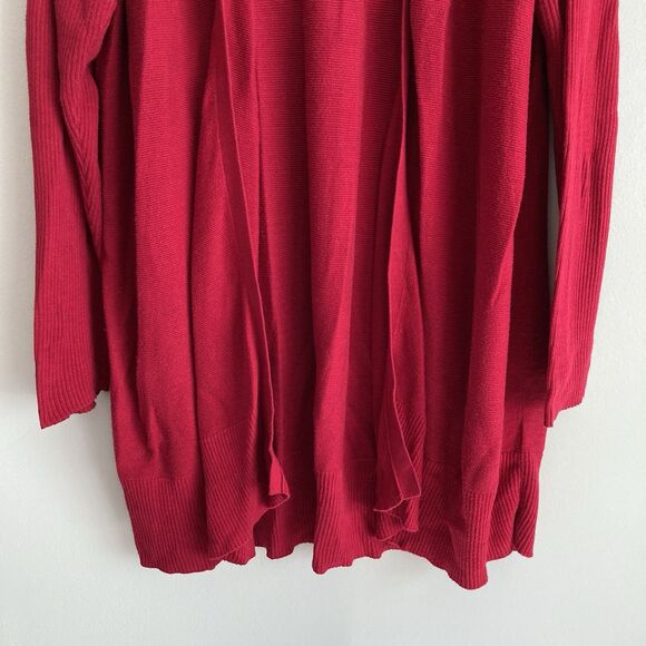 Eileen Fisher Sweater Womens 2X Organic Cotton Open Front Red Cardigan Staple - Picture 5 of 10